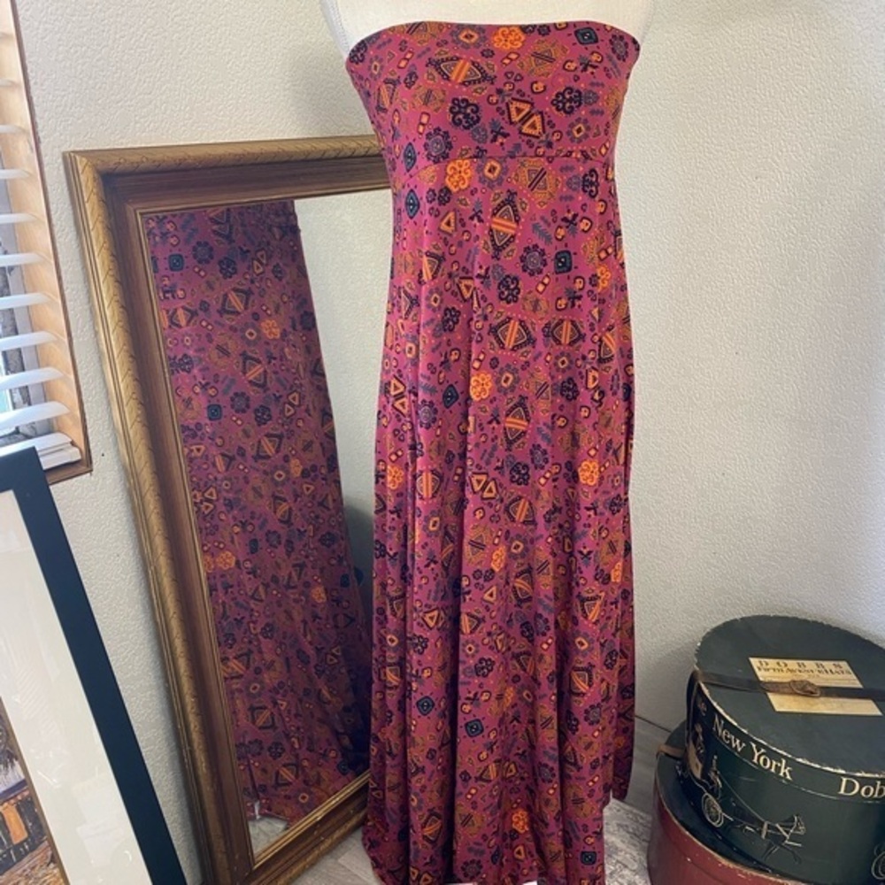 LuLaRoe pink Aztec print maxi skirt, Sz. L
